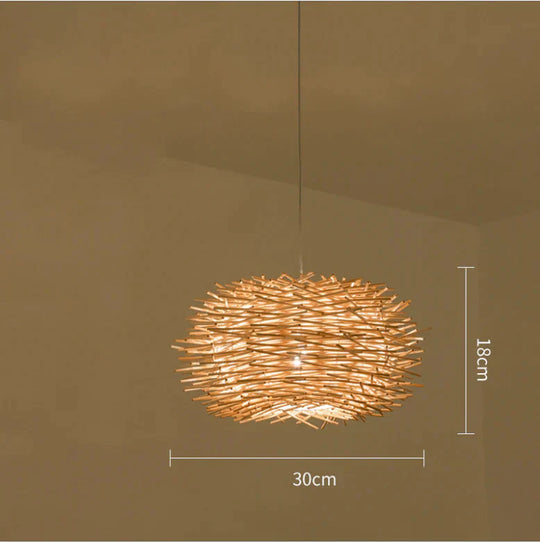 Bamboo Rattan Chandelier Restaurant Homestay Creative Bar Lamp / Dia30Cm Led Light Source Pendant