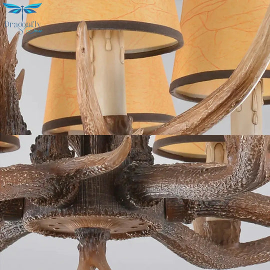 4/6/8 - Light Conical Chandelier Light Traditional Brown Resin Suspension Pendant For Kitchen Island