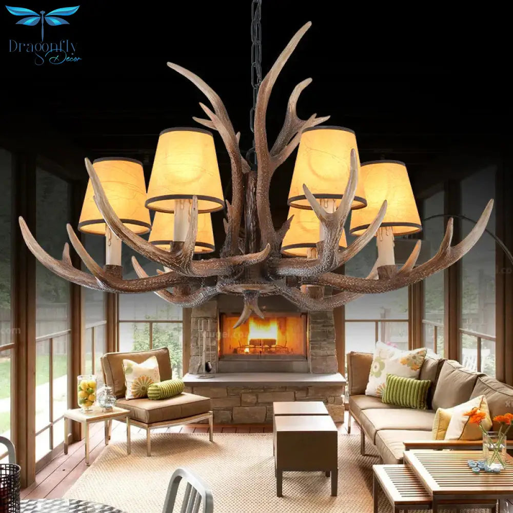 4/6/8 - Light Conical Chandelier Light Traditional Brown Resin Suspension Pendant For Kitchen Island