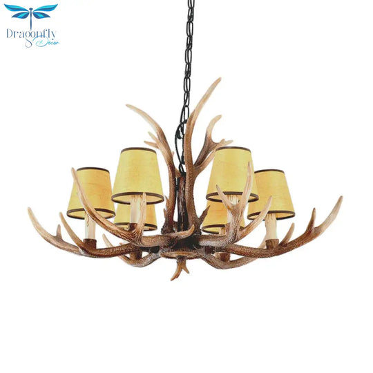 4/6/8 - Light Conical Chandelier Light Traditional Brown Resin Suspension Pendant For Kitchen Island