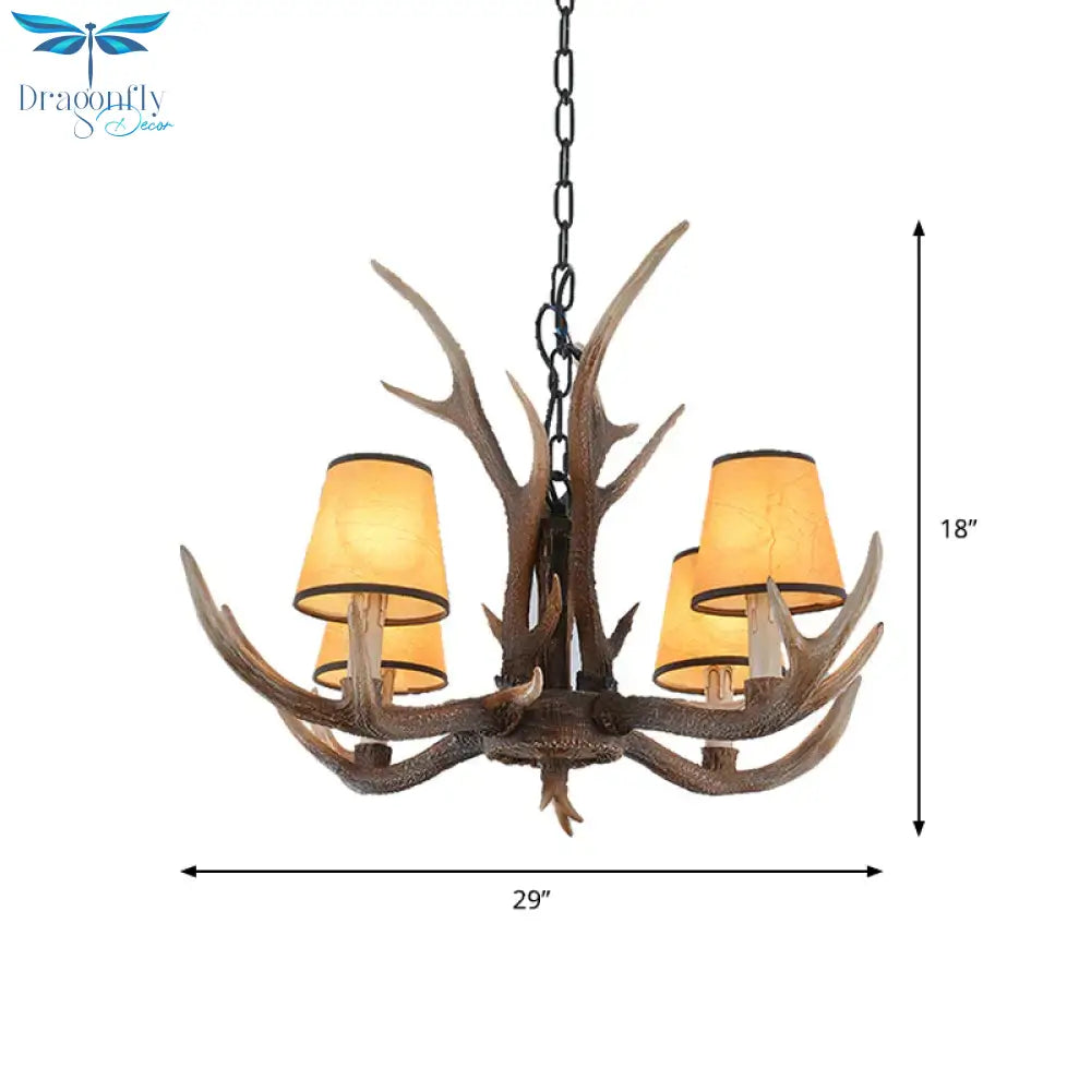 4/6/8 - Light Conical Chandelier Light Traditional Brown Resin Suspension Pendant For Kitchen Island