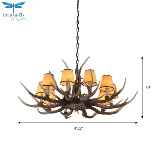 4/6/8 - Light Conical Chandelier Light Traditional Brown Resin Suspension Pendant For Kitchen Island
