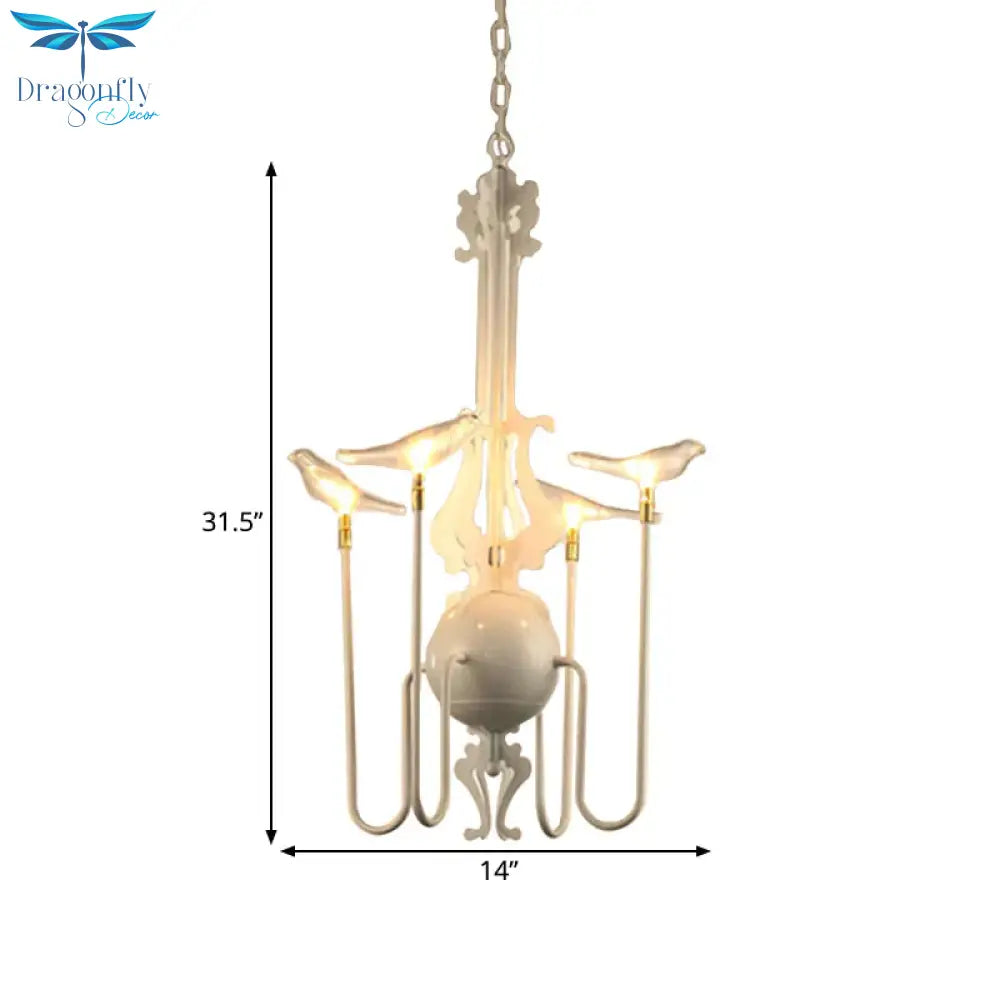 4/8/12 - Light Iron Chandelier Light Antique Black/White Swooping Armed Ceiling Fixture With Clear