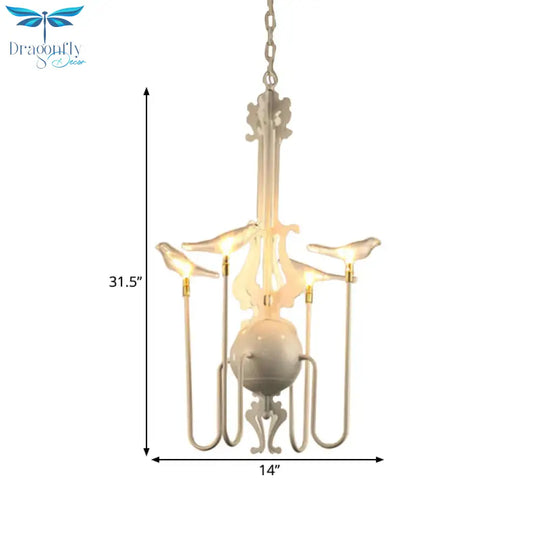 4/8/12 - Light Iron Chandelier Light Antique Black/White Swooping Armed Ceiling Fixture With Clear