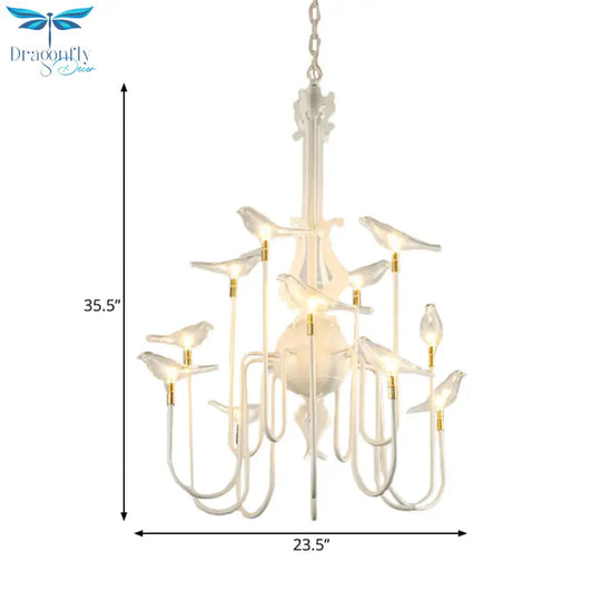 4/8/12 - Light Iron Chandelier Light Antique Black/White Swooping Armed Ceiling Fixture With Clear