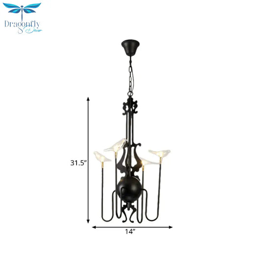 4/8/12 - Light Iron Chandelier Light Antique Black/White Swooping Armed Ceiling Fixture With Clear