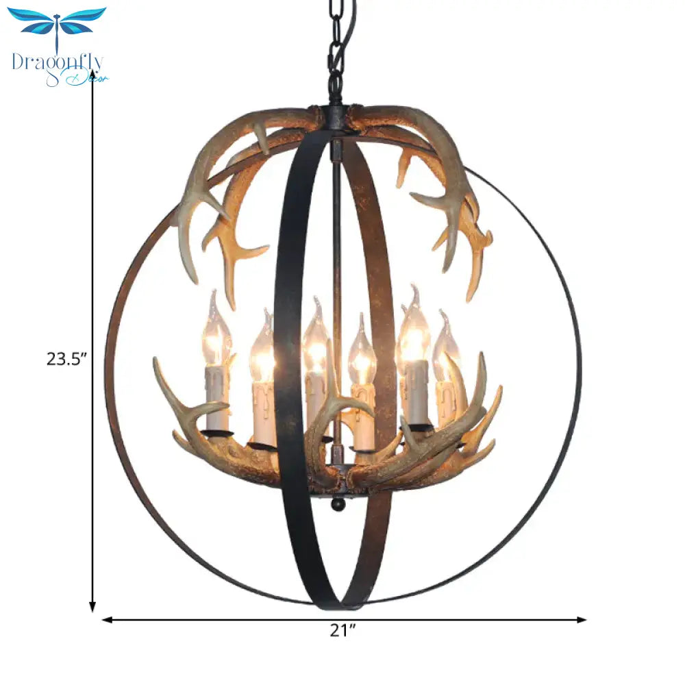 4/8 Lights Metal Chandelier Lighting Vintage Rust Round Dining Room Hanging Ceiling Fixture