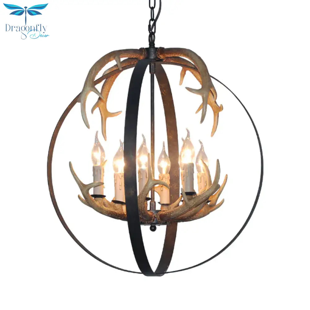4/8 Lights Metal Chandelier Lighting Vintage Rust Round Dining Room Hanging Ceiling Fixture