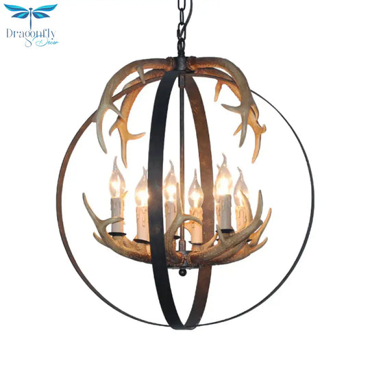 4/8 Lights Metal Chandelier Lighting Vintage Rust Round Dining Room Hanging Ceiling Fixture