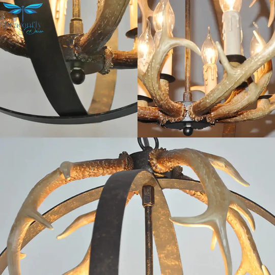4/8 Lights Metal Chandelier Lighting Vintage Rust Round Dining Room Hanging Ceiling Fixture 8 /