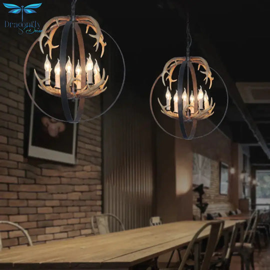 4/8 Lights Metal Chandelier Lighting Vintage Rust Round Dining Room Hanging Ceiling Fixture