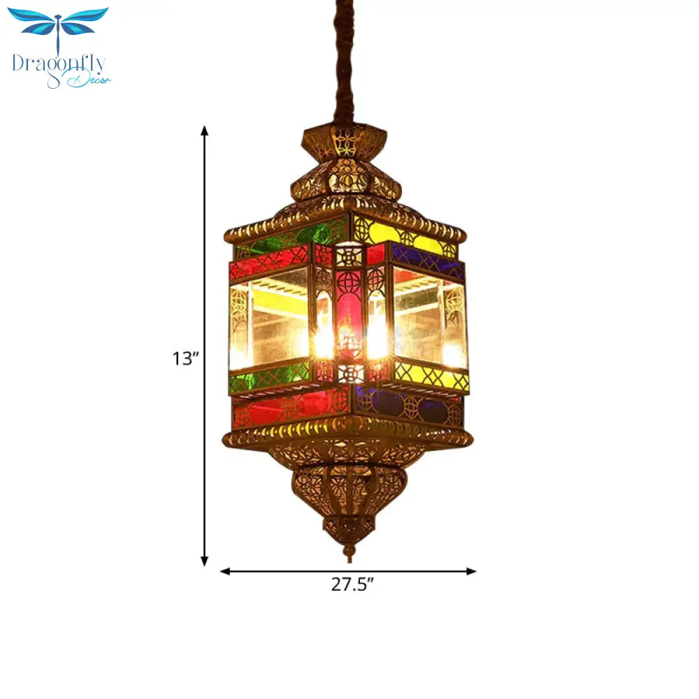 4 Bulbs Metal Pendant Chandelier Vintage Brass Lantern Dining Room Arab Ceiling Lamp