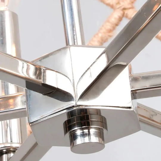 4 Heads Dining Room Hanging Chandelier Contemporary Beige Ceiling Pendant Light With Cage Metal