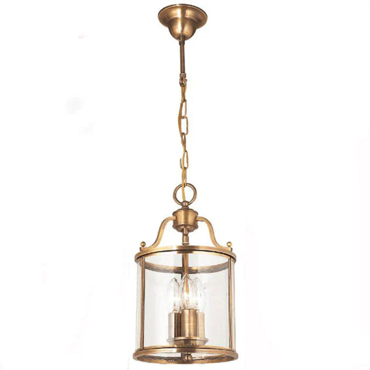 American All Copper Chandelier Glass Birdcage Lamp 3 Heads Pendant