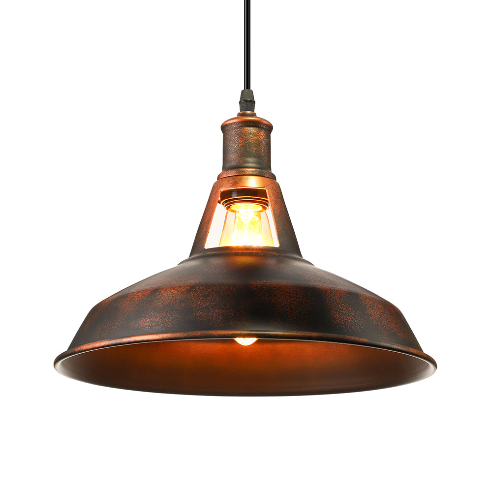 Dimitra - Rust Pendant Light Fixture With Barn Shade Rustic Style Hanging Lamp