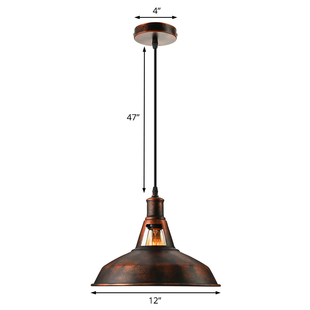 Dimitra - Rust Pendant Light Fixture With Barn Shade Rustic Style Hanging Lamp