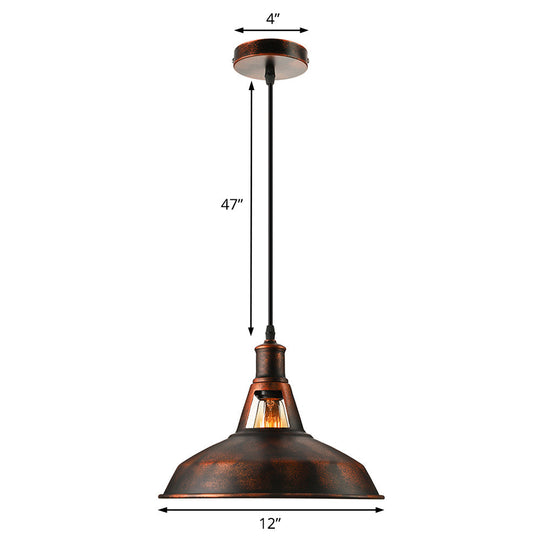 Dimitra - Rust Pendant Light Fixture With Barn Shade Rustic Style Hanging Lamp