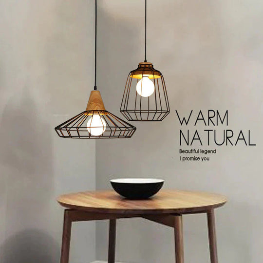 American Country Individual Log Chandelier Nordic Inn B &amp; Restaurant Bedroom Simple Retro Iron Wire