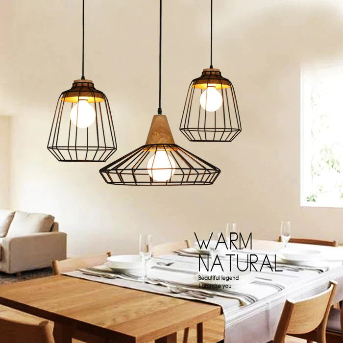 American Country Individual Log Chandelier Nordic Inn B &amp; Restaurant Bedroom Simple Retro Iron Wire
