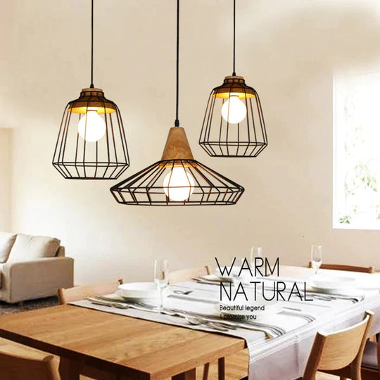 American Country Individual Log Chandelier Nordic Inn B &amp; Restaurant Bedroom Simple Retro Iron Wire