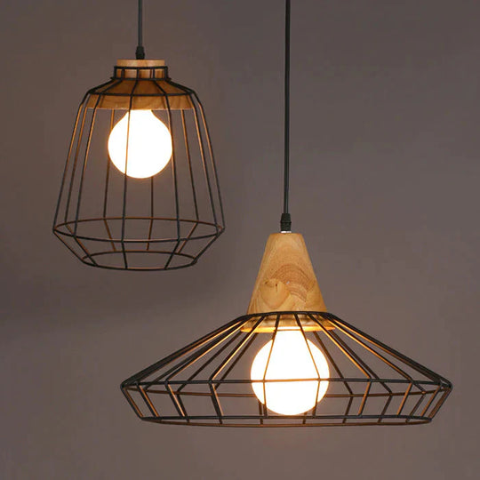 American Country Individual Log Chandelier Nordic Inn B &amp; Restaurant Bedroom Simple Retro Iron Wire