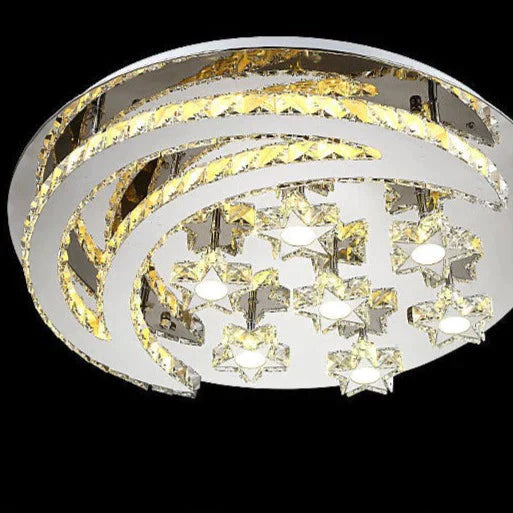 Simple Modern Restaurant Living Room Creative Round Stars And Moon Shaped Crystal Ceiling Lamp
