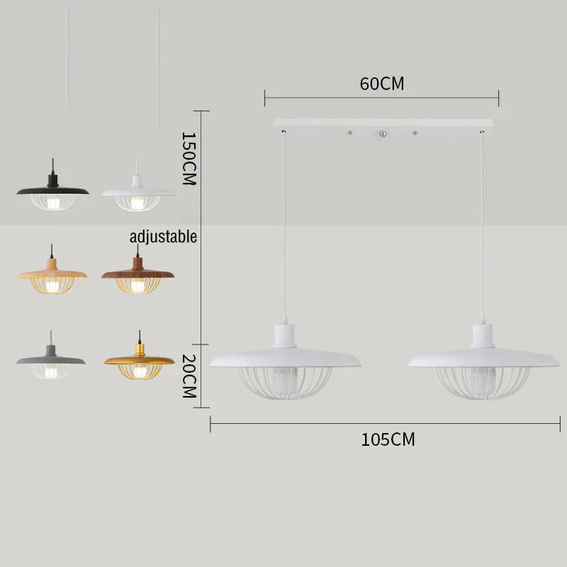 Creative Wood - Colored Flying Saucer Chandeliers Double Heads / Black Pendant