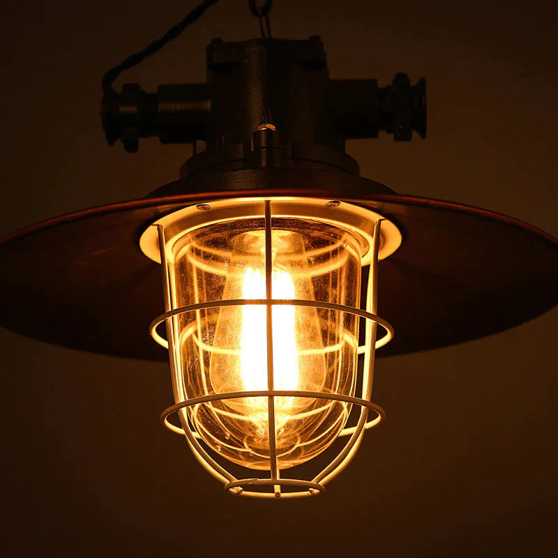 Retro Industrial Style Cafe Restaurant Bar Lid Single Warehouse Chandelier Pendant