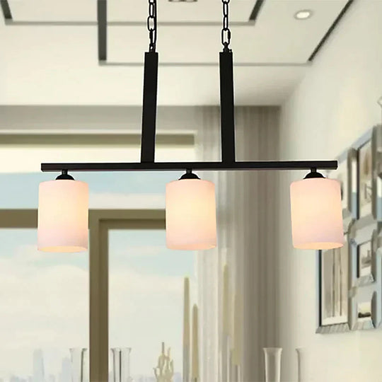 Black Cylinder Industrial Style Shade Dining Room Pendant Lighting With 3 Blub