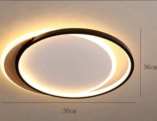 Ceiling Lamp Bedroom Creative Circular Modern Simple Study Nordic Home Warm Romantic Room Black / L