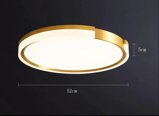 Modern Minimalist All - Copper Led Bedroom Study Ceiling Lamp 52Cm / With Light Source