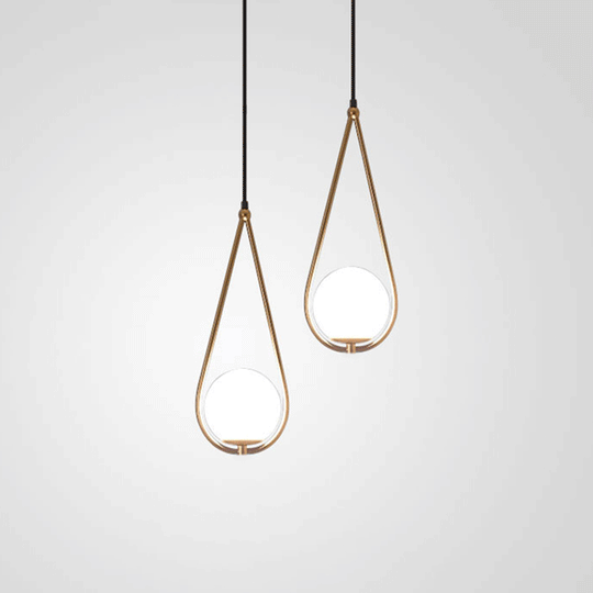 Viviana - Metal Teardrop Hanging Ceiling Light Minimalism 1 Bulb Brass Finish Drop Pendant With