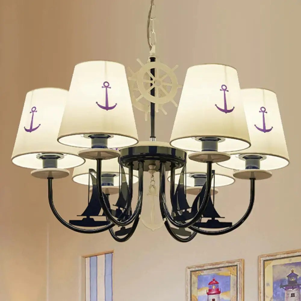 5/6 - Light Bedroom Hanging Chandelier Mediterranean Blue Ceiling Suspension Lamp With Barrel