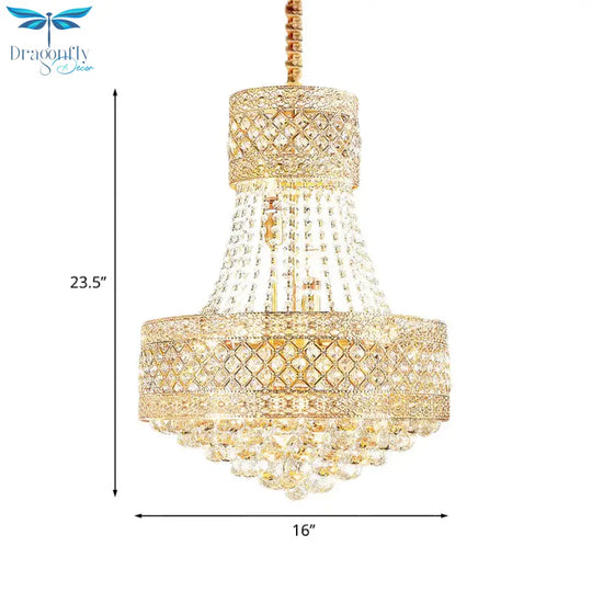 5 Bulbs Empire Style Drop Lamp Baroque Gold Opulent Crystal Chandelier Pendant Light