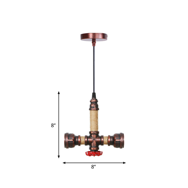 Cristina - Vintage 2/3 Heads Pendant Chandelier Water Pipe Metallic Hanging Ceiling Light In Rust