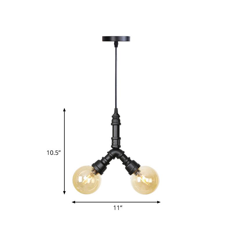 Maasym - Antiqued 2/3/4 - Bulb Chandelier Coffee House Led Ceiling Pendant Light With Sphere Amber