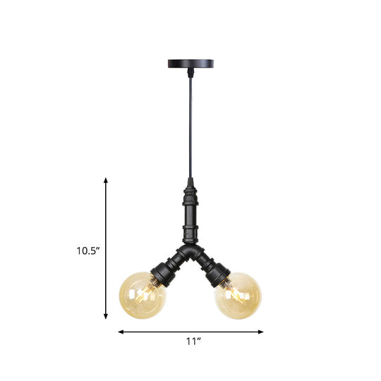 Maasym - Antiqued 2/3/4 - Bulb Chandelier Coffee House Led Ceiling Pendant Light With Sphere Amber