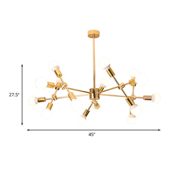 Gold Sputnik Hanging Ceiling Light Modern Nordic 15 Lights Iron Chandelier Pendant Lamp For Living