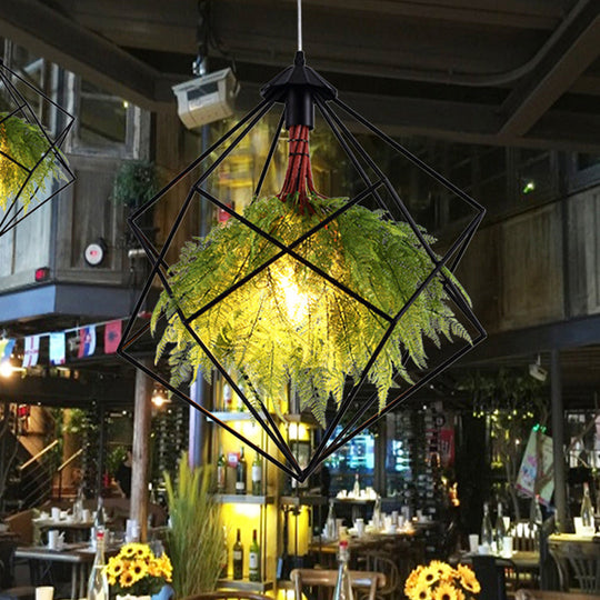Wasat - 18/21.5 Industrial Black Geometric Pendant Light Fixture