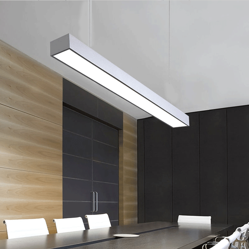 Olga - Linear Minimalist Led Suspension Light Fixture Aluminum Office Ceiling Pendant Silver / 35.5
