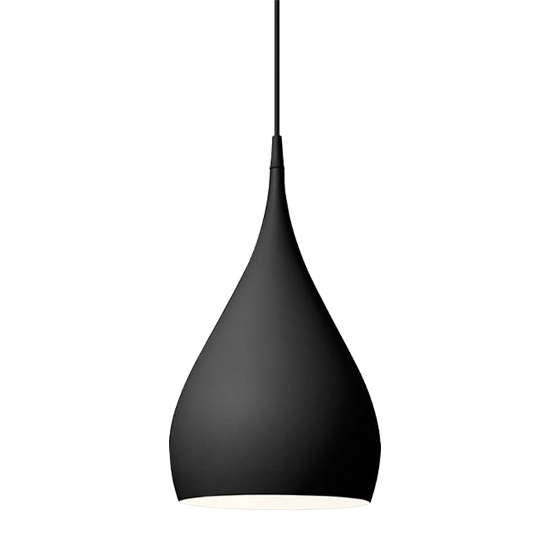 Simona - Modern 6.5/10 Wide Teardrop Pendant Lighting Metal 1 Light Black/White/Red Hanging