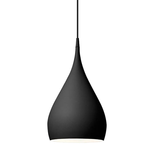 Simona - Modern 6.5/10 Wide Teardrop Pendant Lighting Metal 1 Light Black/White/Red Hanging