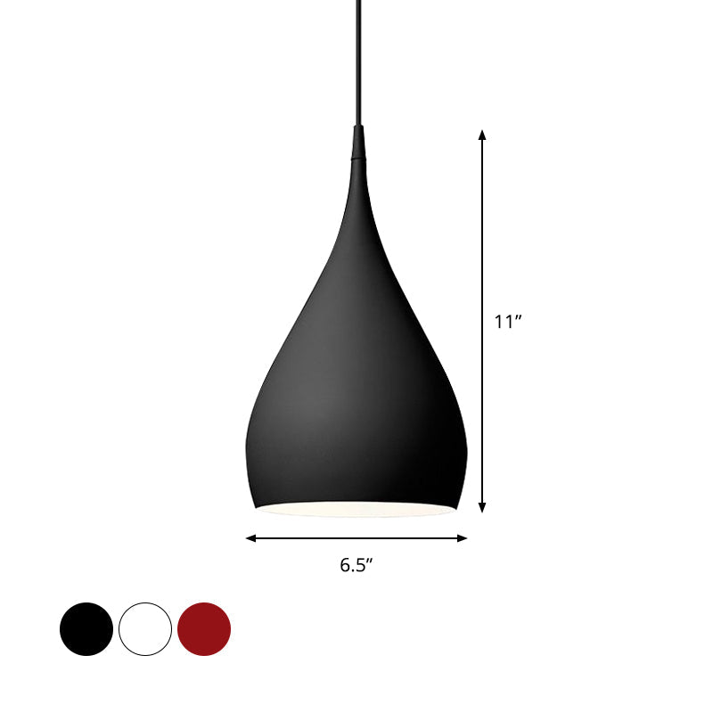 Simona - Modern 6.5/10 Wide Teardrop Pendant Lighting Metal 1 Light Black/White/Red Hanging