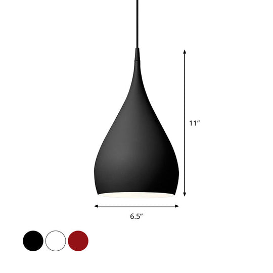 Simona - Modern 6.5/10 Wide Teardrop Pendant Lighting Metal 1 Light Black/White/Red Hanging
