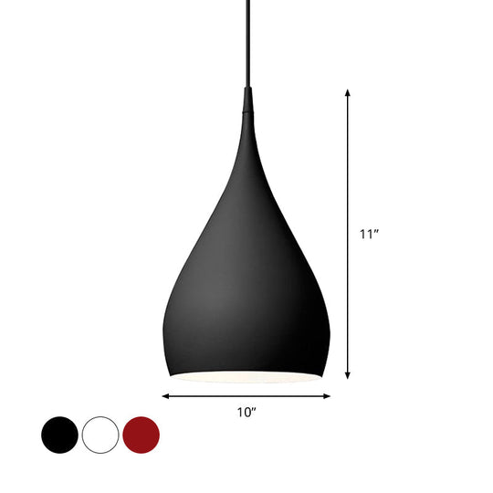 Simona - Modern 6.5/10 Wide Teardrop Pendant Lighting Metal 1 Light Black/White/Red Hanging