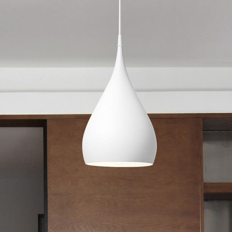 Simona - Modern 6.5/10 Wide Teardrop Pendant Lighting Metal 1 Light Black/White/Red Hanging White /