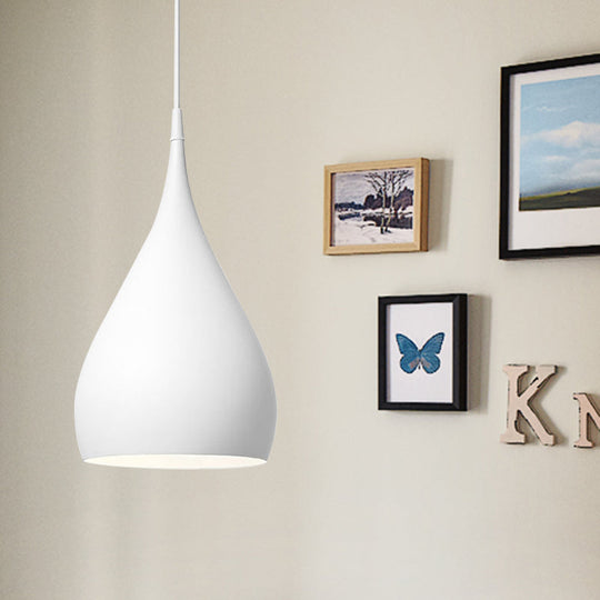 Simona - Modern 6.5/10 Wide Teardrop Pendant Lighting Metal 1 Light Black/White/Red Hanging