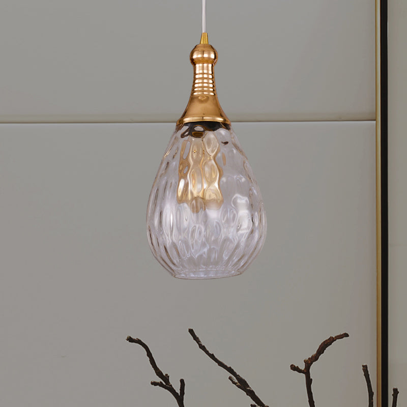 Daisy - Industrial Black/Brass Teardrop Ceiling Light Clear/Amber/Grey Water Glass 1 - Light