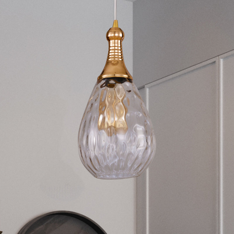 Daisy - Industrial Black/Brass Teardrop Ceiling Light Clear/Amber/Grey Water Glass 1 - Light