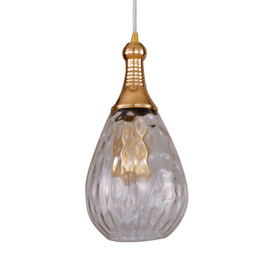 Daisy - Industrial Black/Brass Teardrop Ceiling Light Clear/Amber/Grey Water Glass 1 - Light